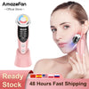 AmazeFan 7in1 Face Massager RF Microcurrent Mesotherapy Electroporation LED Skin Rejuvenation Remover Wrinkle Lifting Beauty